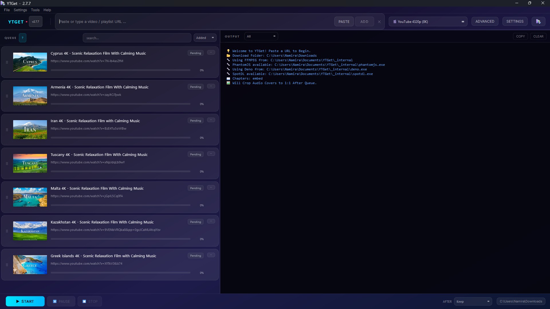 The YTGet main window with a download queue