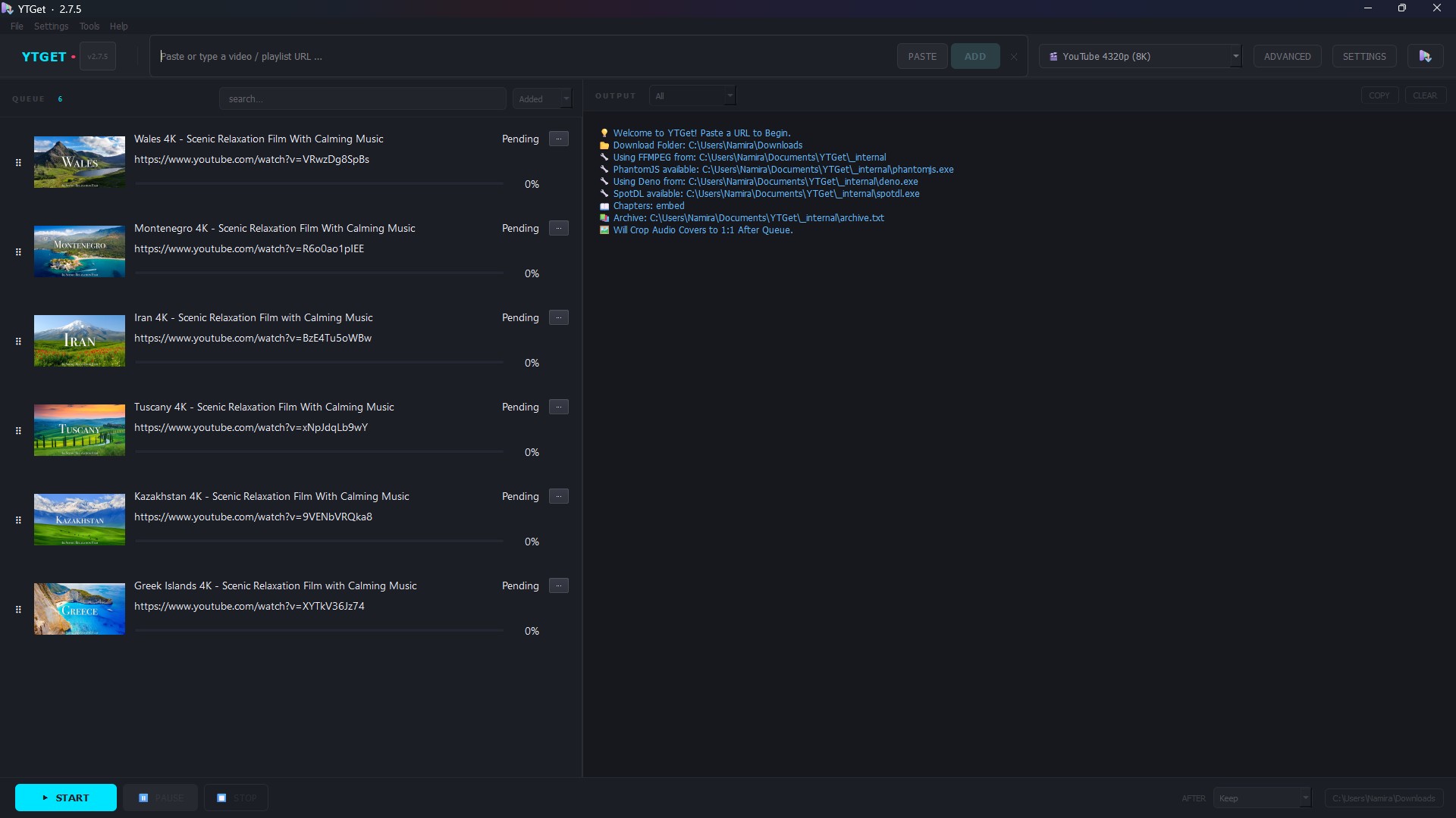 YTGet queue with thumbnails
